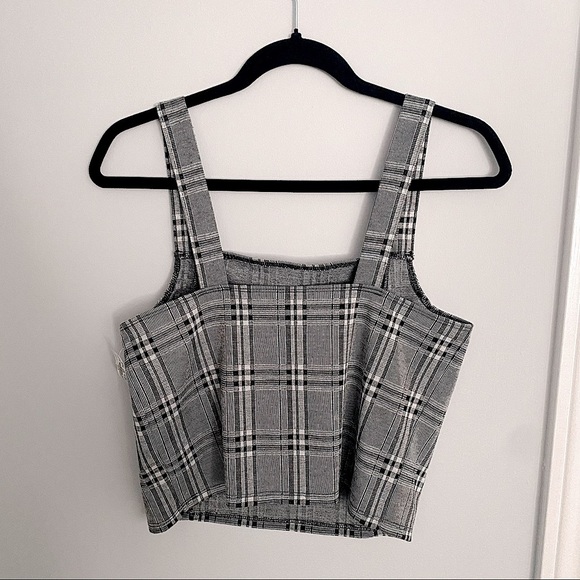 🌟3/$30🌟 American Eagle Grey Plaid  Crop Top - Picture 3 of 5